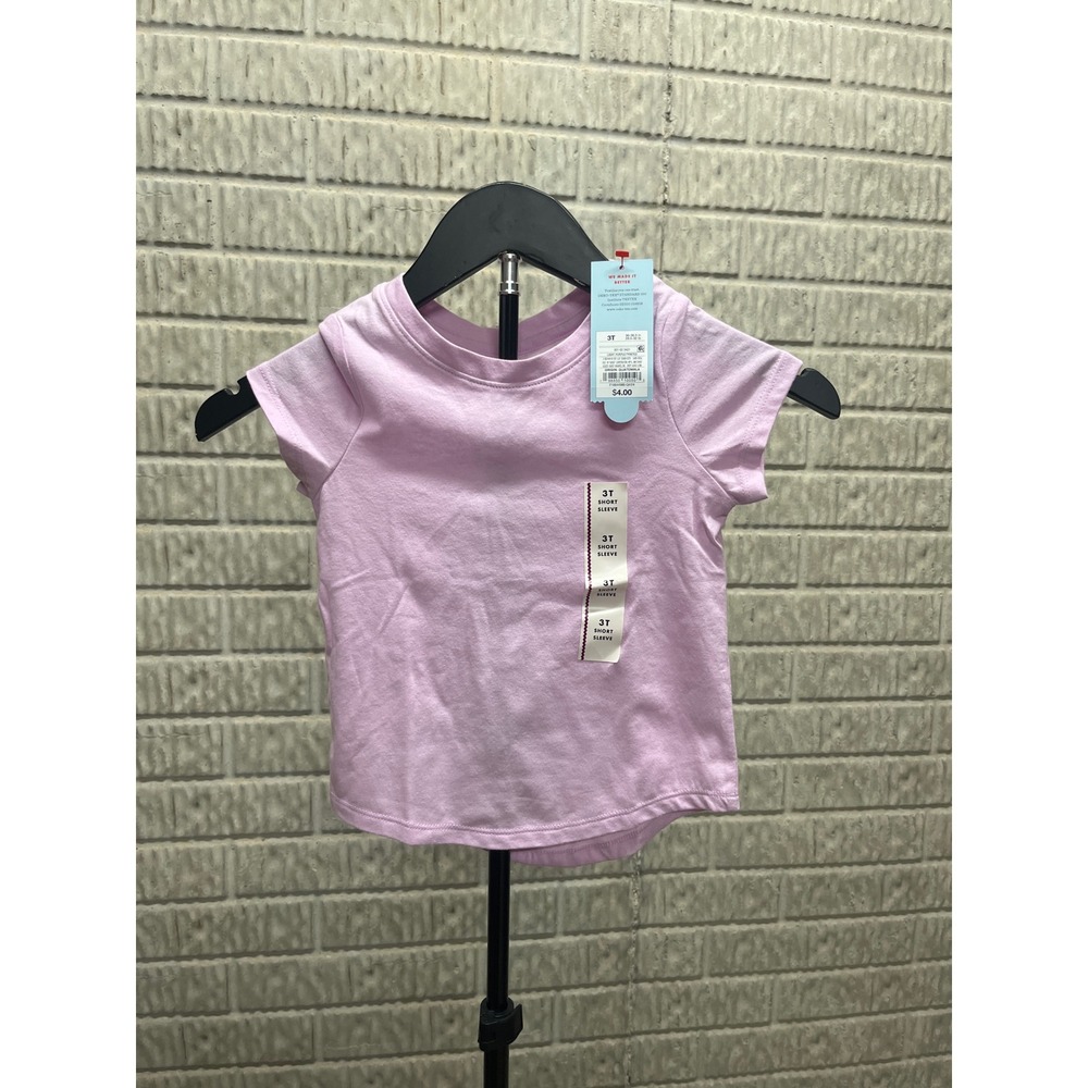 Cat & Jack Toddler Girls 3T Short Sleeve T-Shirt Lgt Purple Solid Crew Neck NWT